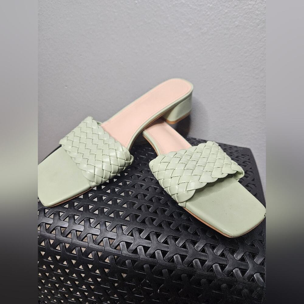 Charlotte Russe mint braided slides heels
